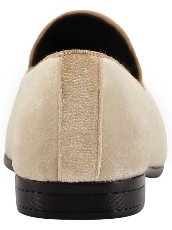 Amali Men\'s Beige Velvet Loafers with Jeweled Bit Slip On Tuxedo Formal Shoes main image 6
